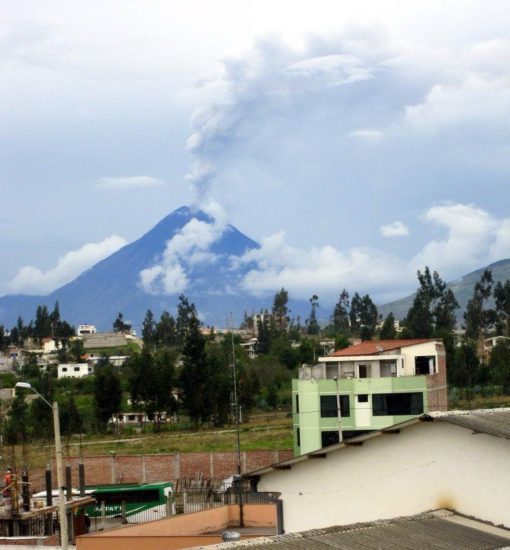 View of the active volcano, Tungurahua, from Krishna's classroom. View of the active volcano, Tungurahua, from Krishna's classroom.