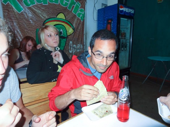 Eating a cow tongue sandwich in Guatemala. Yum! Eating a cow tongue sandwich in Guatemala. Yum!