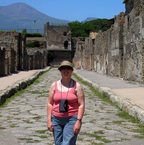 Whitney re-creating a photo of her father in Pompeii, 2011.