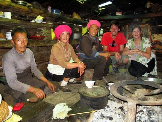 Claire and Iain with Tibetan nomad in the hills around Shangri-La. Claire and Iain with Tibetan nomad in the hills around Shangri-La.