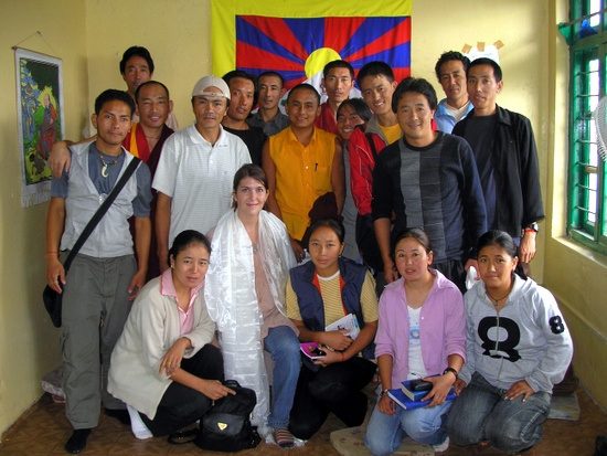 Claire with her students: Tibetan refugees who live in McLeod Ganj, India. Claire with her students: Tibetan refugees who live in McLeod Ganj, India.