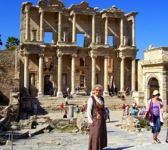 At the ruins of the Celsus Library in Ephesus, Turkey. At the ruins of the Celsus Library in Ephesus, Turkey.
