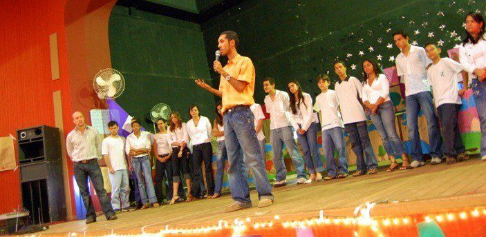 Daniel and Kurt Introduce Performances at their School in Brazil. Daniel and Kurt Introduce Performances at their School in Brazil.