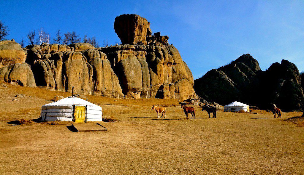 Rory's home when living in a Ger Tent in Terelj National Park, Mongolia.