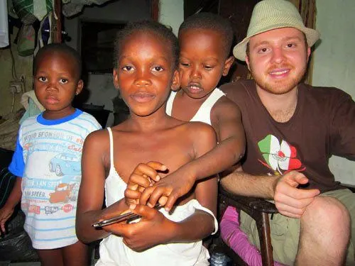 Phil with friends Paul and Felicity in Ghana