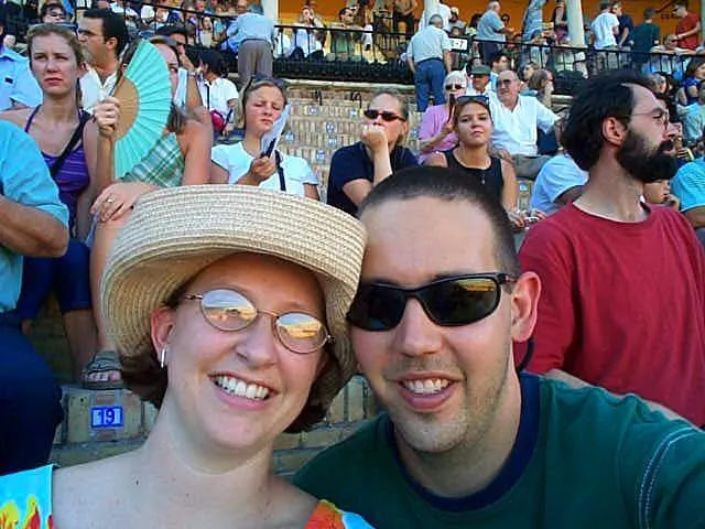 At a bullfight in Seville, Spain.