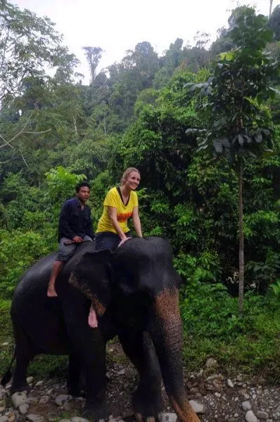 Riding an elephant