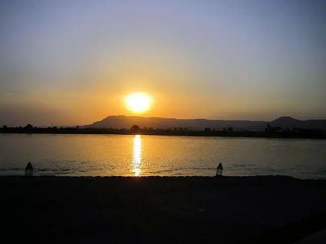 A view of the Nile River from Luxor, Egypt.