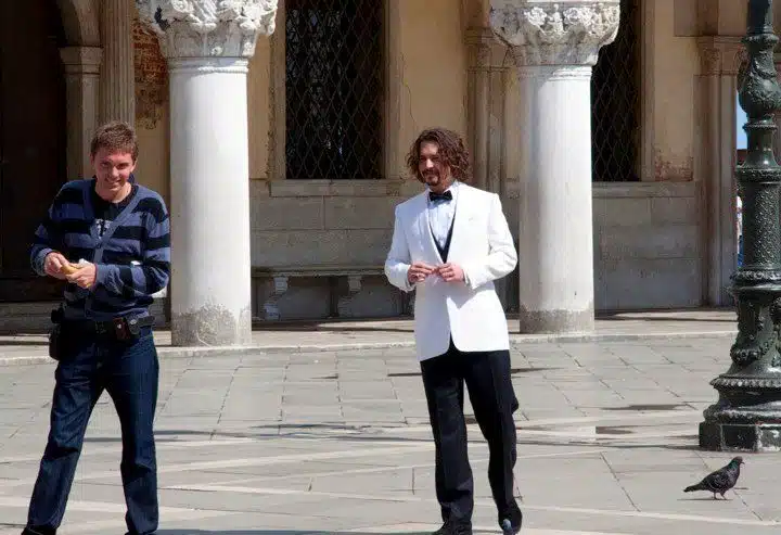 Angela's photo of Johnny Depp in Italy, filming "The Tourist."