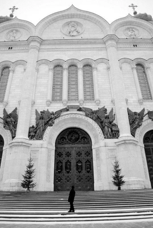 Feeling small by Russia's Cathedral of Christ Our Savior.