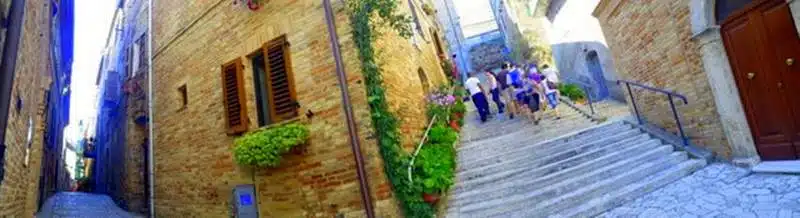 The group exploring the brick-lined streets of Ripatransone in the Les Marche region.
