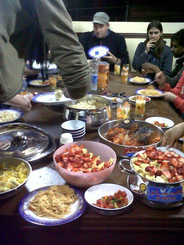 The delicious dinner they found when stopped by barricades.