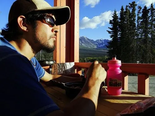 Andres getting nutrients for many, many more miles of biking!