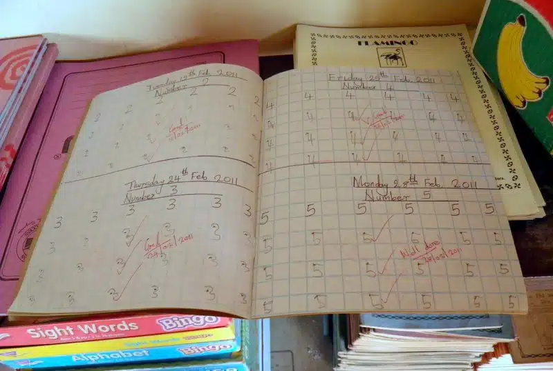 A Kindergarten workbook in Tanzania.