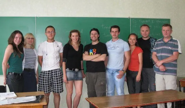 Steven's Level 5 English class in Kharkiv, Ukraine.