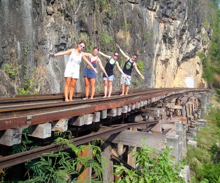 High on the railway in Kanchanaburi created by slave labor.
