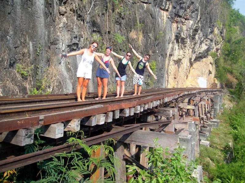 High on the railway in Kanchanaburi created by slave labor.