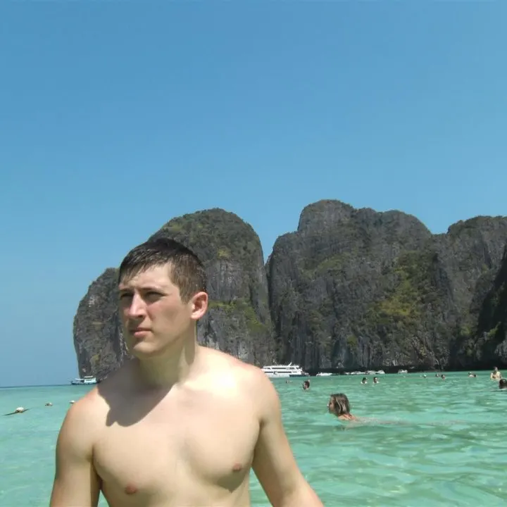 John at Maya Bay in Thailand's heavenly islands.