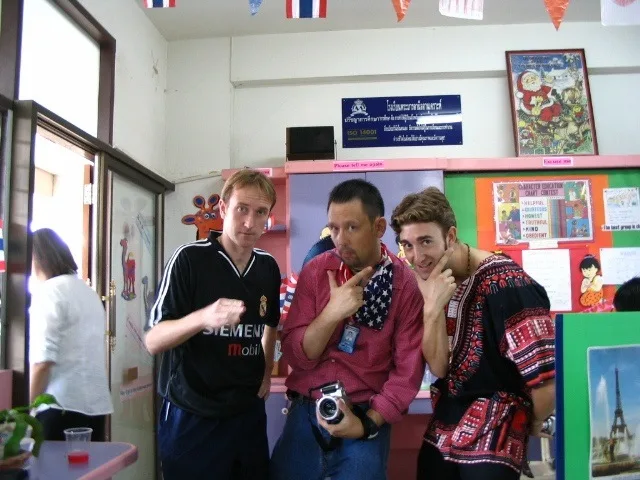 Baz being silly with other teachers. Teachers are fun!