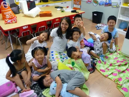 On "Pajama Day" with class in South Korea. So cute!