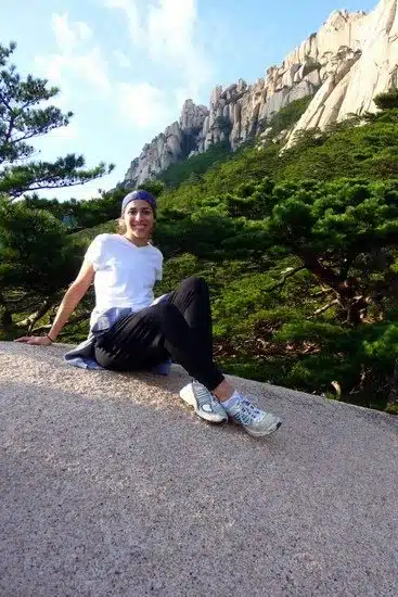 Climbing Seoraksan in South Korea.