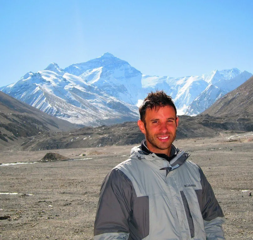 Rory at his arrival to Everest Base Camp in Tibet.