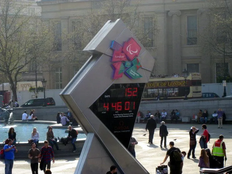 The London Olympics "Countdown" Clock in Trafalgar Square.