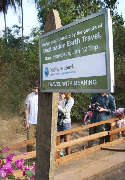 Completing the bridge project at a Cambodian Village with Destination Earth.