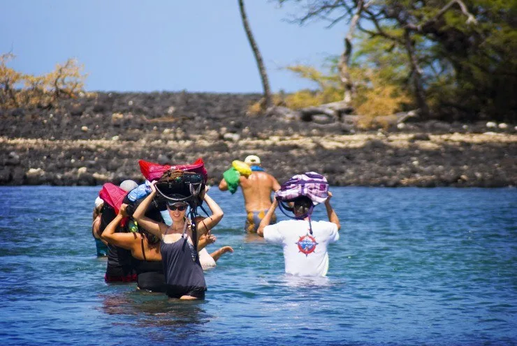 Steve's travel group during a Water Safari to Turtle Lagoon on the Big Island, Hawaii.