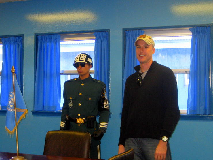 Chris: "By standing to his left, I was technically in North Korea."