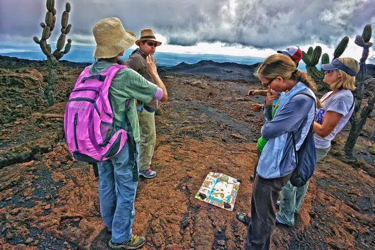 Chill Expeditions Team exploring Volcan Chico, Galapagos.