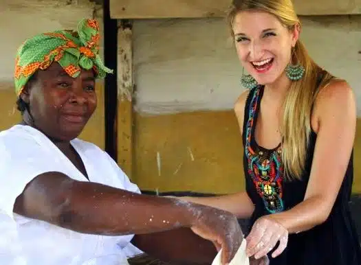Making cassava bread with the Garifuni in Dangriga, Belize.