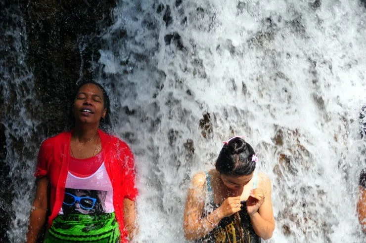 Robyn at a purification ceremony in Bali. 