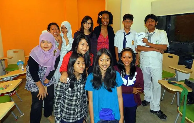 Robyn and some of her students Jakarta, Indonesia .