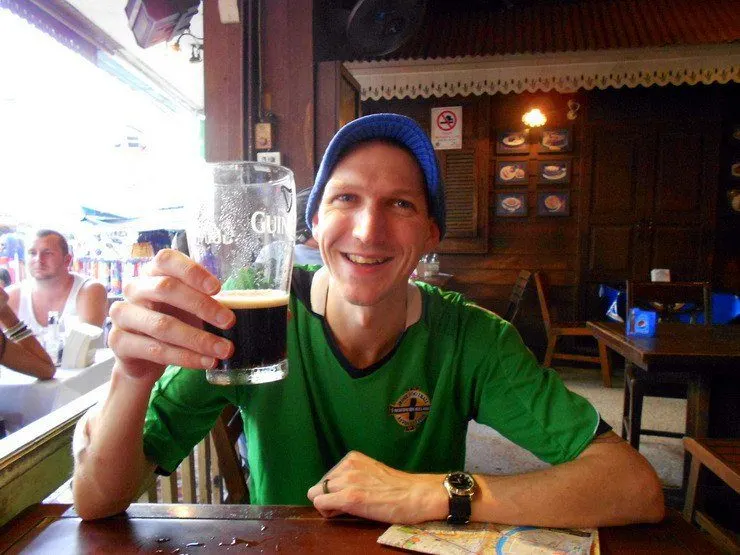 Jonny down the pub relaxing, having a beer!