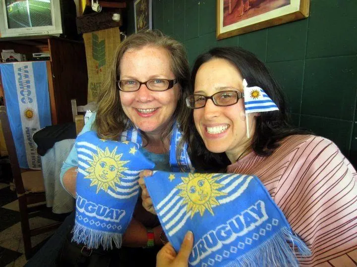 Making friends during teacher travel in Uruguay. 