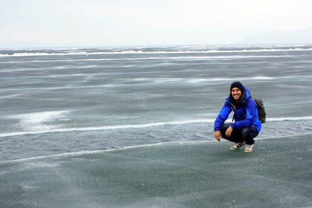 Ian standing on Lake Baikal, Russia.