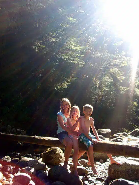 What beautiful nature Vancouver has! Mat's wife poses with their children.