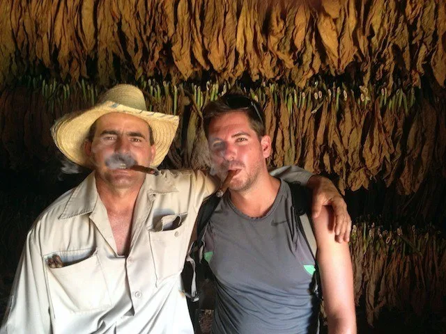 WIth a Cuban Tobacco Farmer.