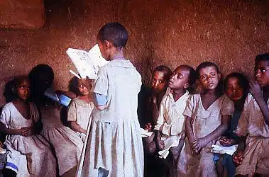 Schoolchildren in a classroom in Ethiopia.