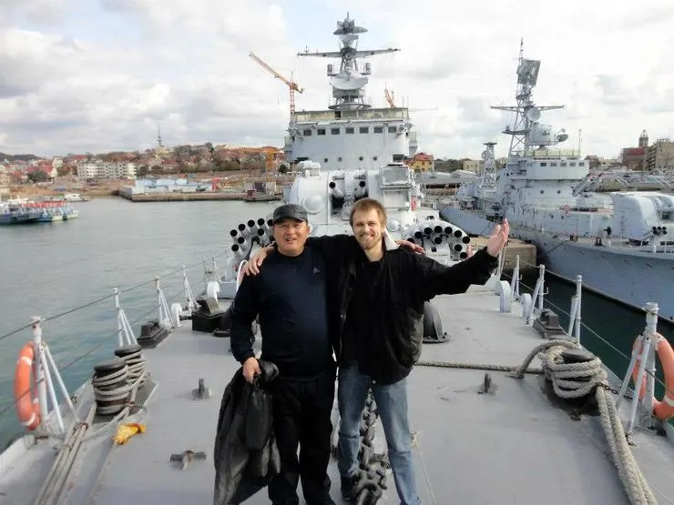 Michael having fun by the water between teaching responsibilities in Asia.