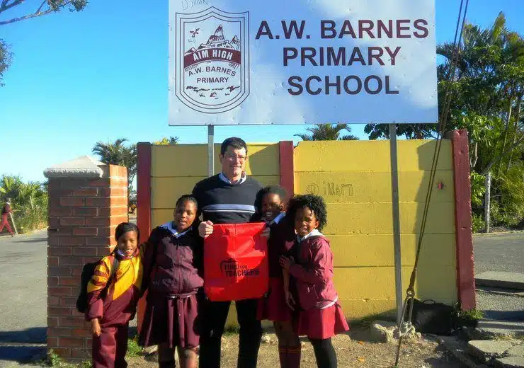 Visiting at the A.W. Barnes School in East London, South Africa.