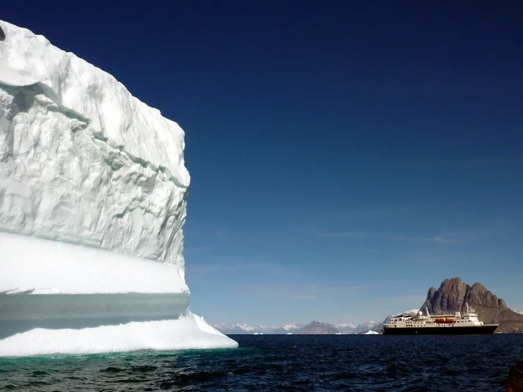 National Geographic Explorer and giant iceberg.