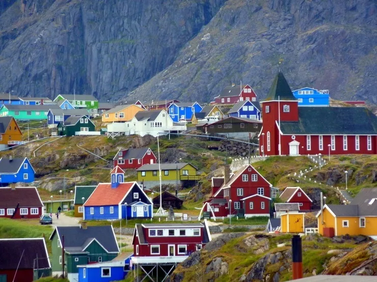 A colorful village in Greenland.
