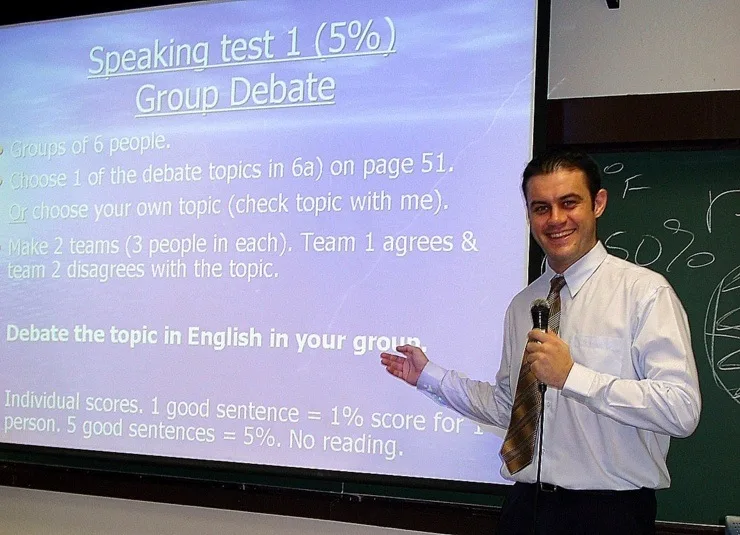 Richard in the act of teaching in Asia. 