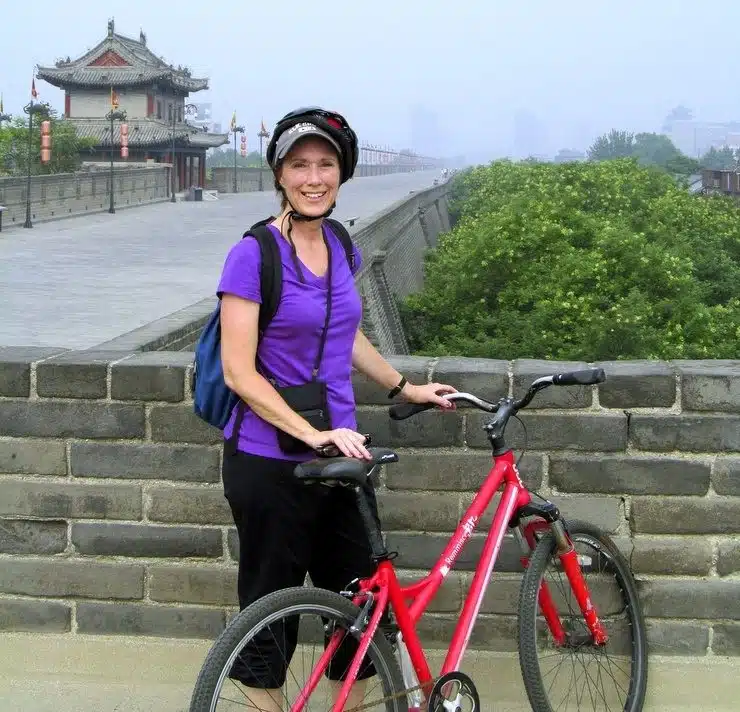 Biking the 8-mile city wall in Xi’an was exhilarating and afforded a view of the old city center.