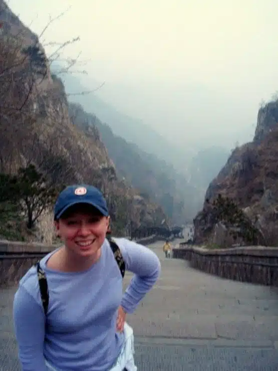 Climbing Mount Taishan in Shandong Province, China.