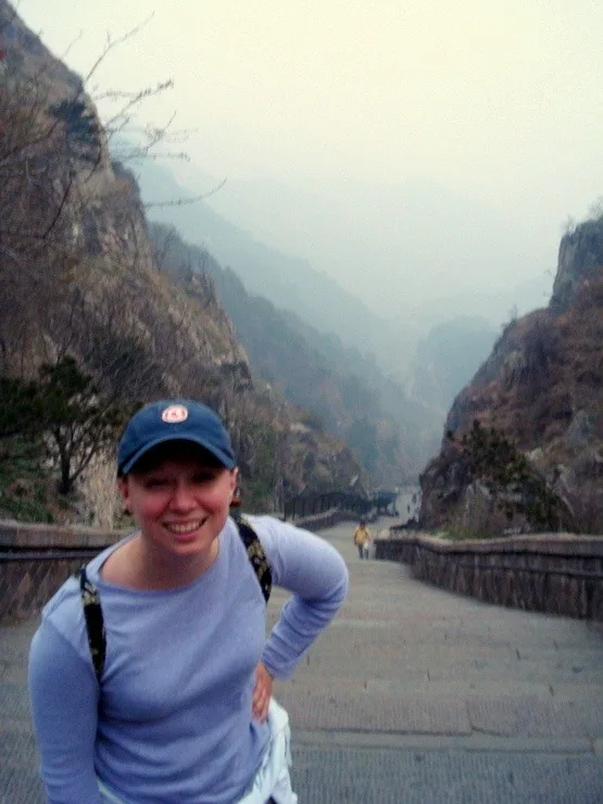 Climbing Mount Taishan in Shandong Province, China.