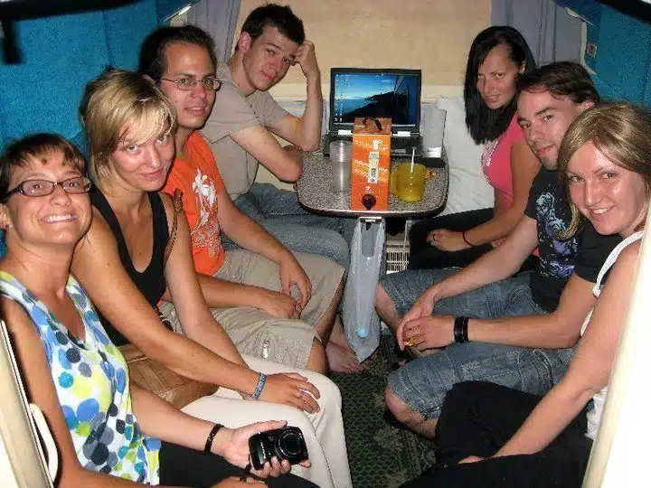 Traveling companions on the Trans-Siberian. (Nicole is in the polka dots.)