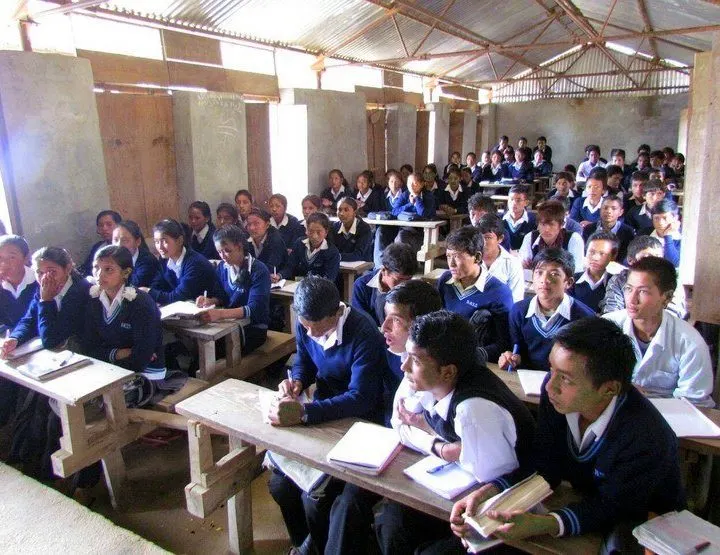 Theresa's view of a classroom in Nepal.